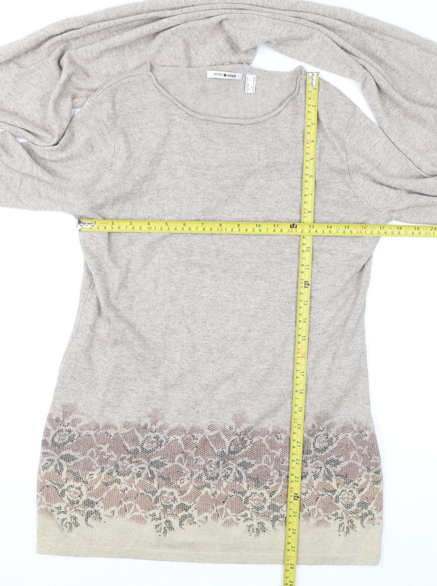 Womens UK Size S Punt Roma Beige Pullover Jumper