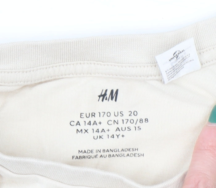 Boys UK Size 14 Years H&M Beige Basic T-Shirt
