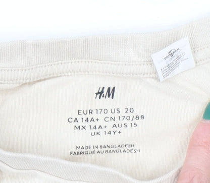 Boys UK Size 14 Years H&M Beige Basic T-Shirt