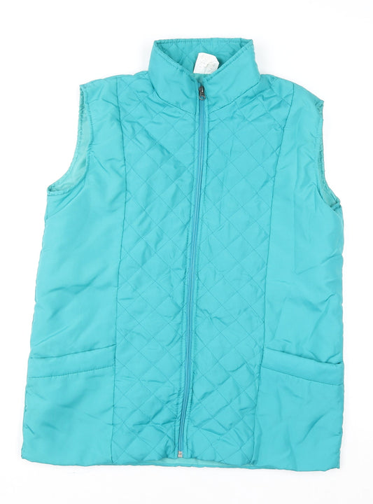 Womens UK Size M Anne de Lançay Blue Quilted Coat