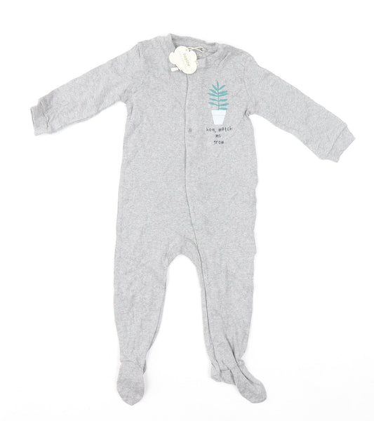 Lupilu Unisex Grey 6-9 Months Cotton Babygrow with Snap Fastening
