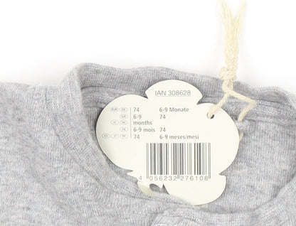 Lupilu Unisex Grey 6-9 Months Cotton Babygrow with Snap Fastening