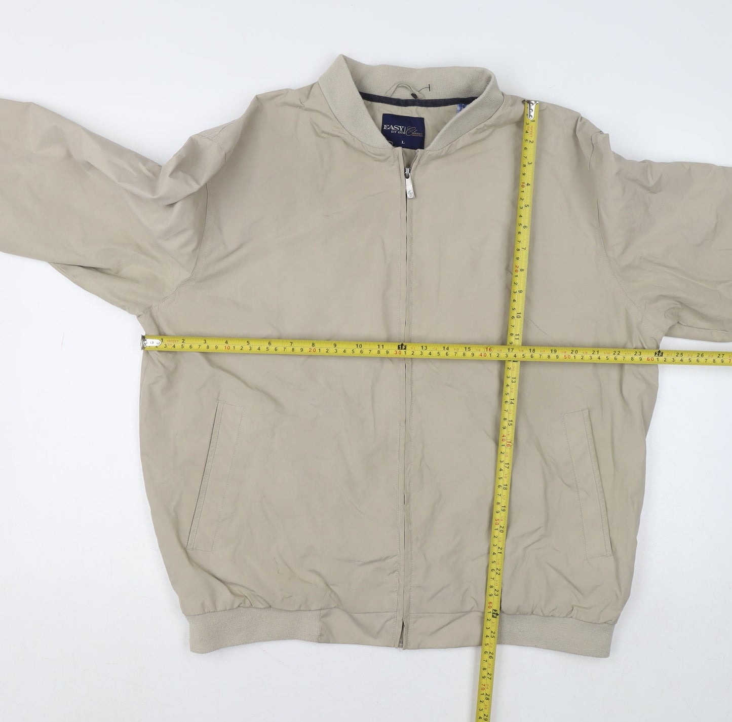 Mens UK Size L Easy Classic Collection Beige Bomber Jacket
