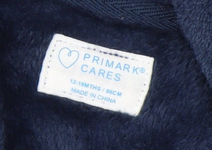 Primark Blue Hooded Fleece Robe 12-18 Months Unisex Baby Soft Winter Nightwear
