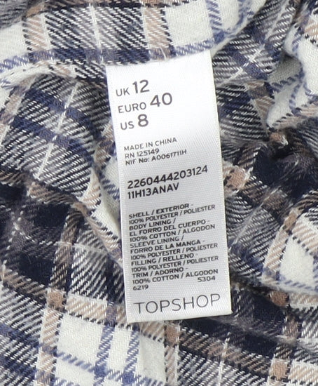 Womens UK Size 12 Topshop Blue Quilted Coat