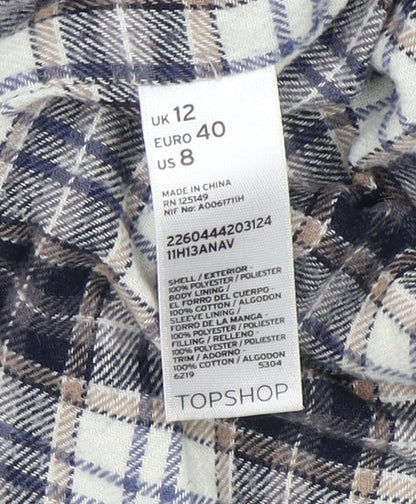 Womens UK Size 12 Topshop Blue Quilted Coat