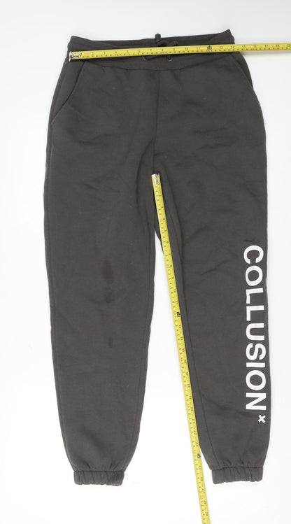 COLLUSION Men's Black Fleece Jogger Sweatpants Size S Regular Fit
