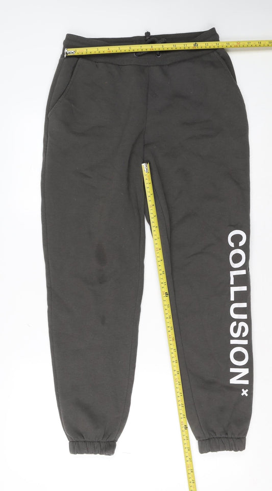 COLLUSION Men's Black Fleece Jogger Sweatpants Size S Regular Fit