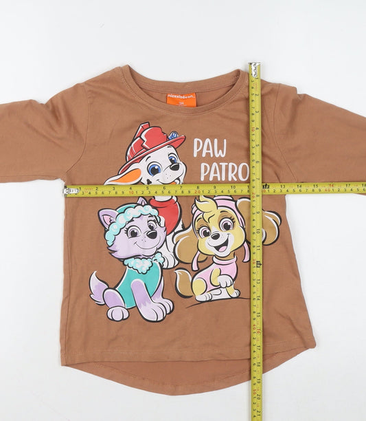 Girls UK Size 8-9 Years Nickelodeon Brown Pullover T-Shirt