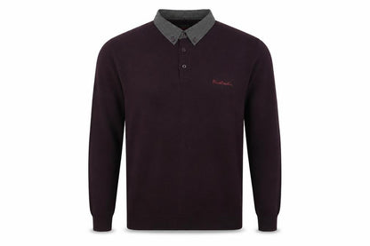 Mens UK Size L Pierre Cardin Purple Henley Jumper