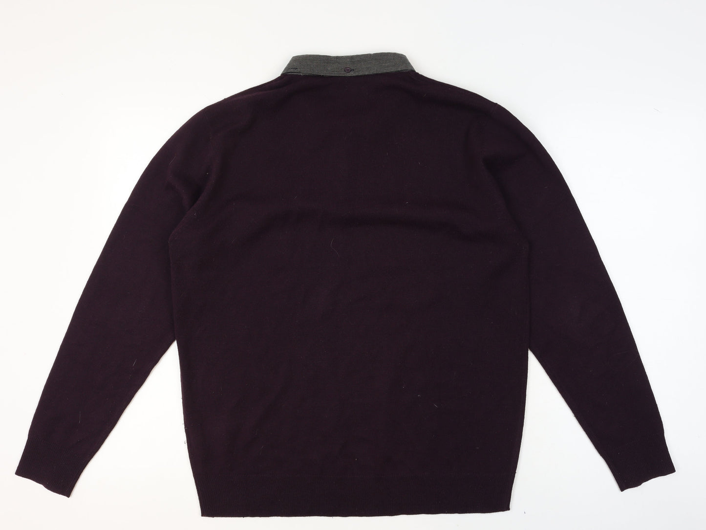Mens UK Size L Pierre Cardin Purple Henley Jumper