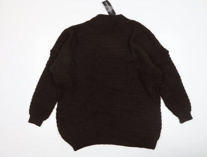 SAW IT FIRST Women’s Brown Chunky Knit High Neck Jumper Size M