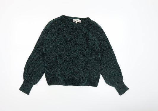 Womens UK Size XS Pink Rose Green Pullover Jumper