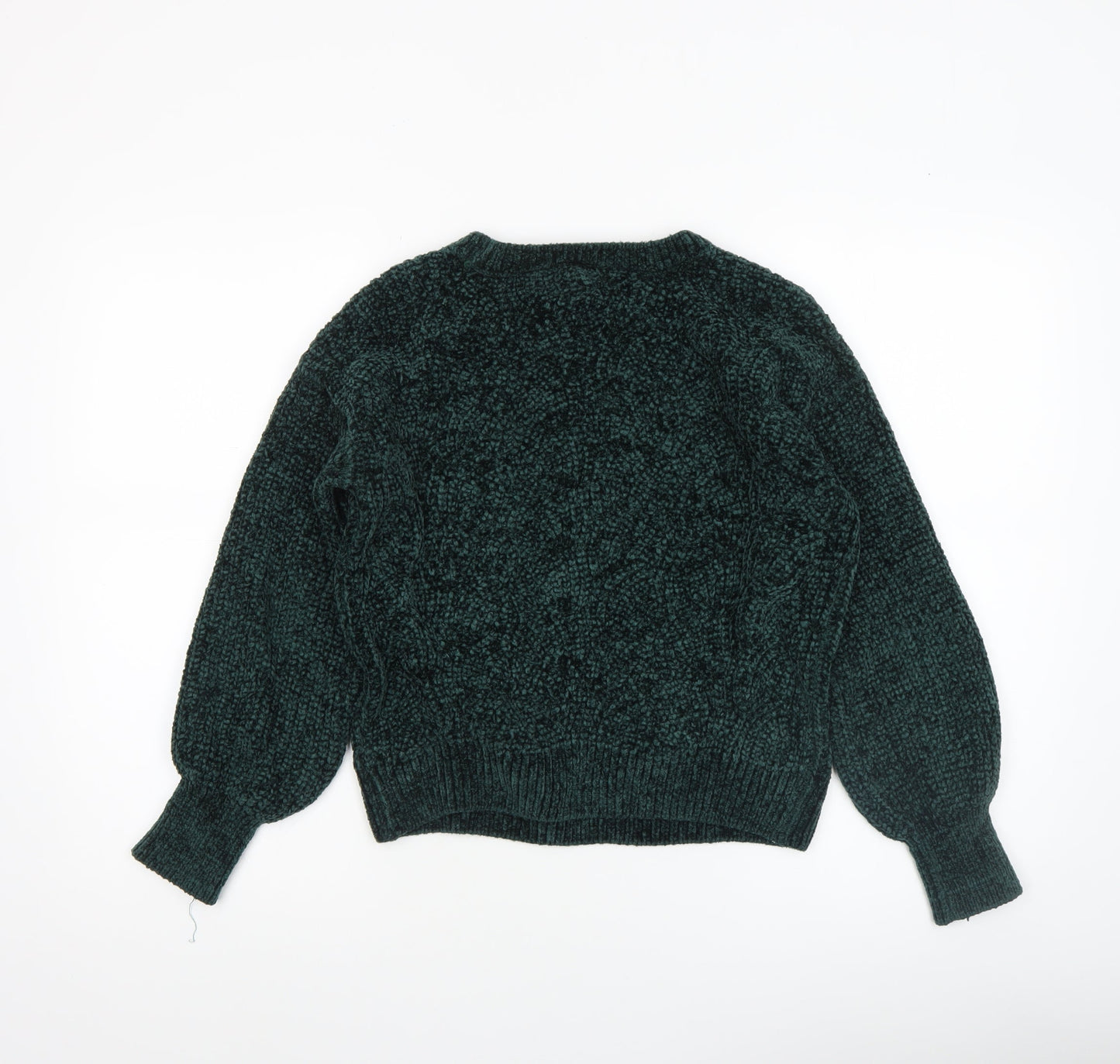 Womens UK Size XS Pink Rose Green Pullover Jumper