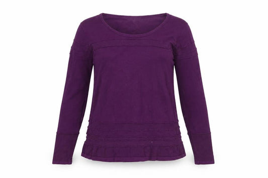 Front view of Kaliko Women's Purple Cotton Long Sleeve Scoop Neck Jumper, size 12