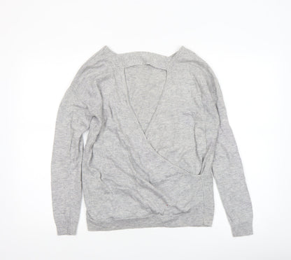 Womens UK Size 10 NEXT Grey Wrap Jumper