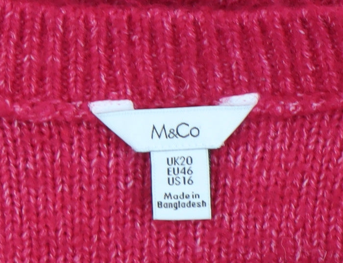 Womens UK Size 20 M&Co Pink Pullover Jumper