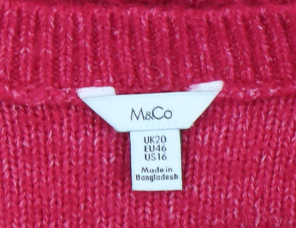 Womens UK Size 20 M&Co Pink Pullover Jumper
