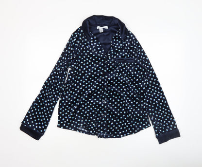Carole Hochman Women Blue Polka Dot Velour Pyjama Top S