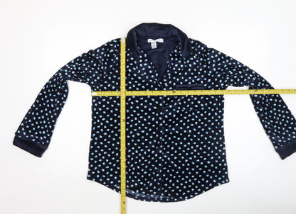 Carole Hochman Women Blue Polka Dot Velour Pyjama Top S