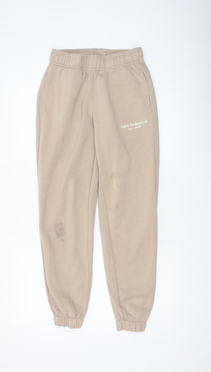 Womens UK Size XS New Balance Regular Fit Sweatpants Beige Trousers