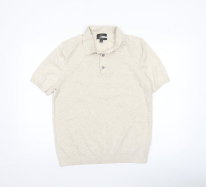 Mens UK Size M Marks and Spencer Beige Henley Jumper