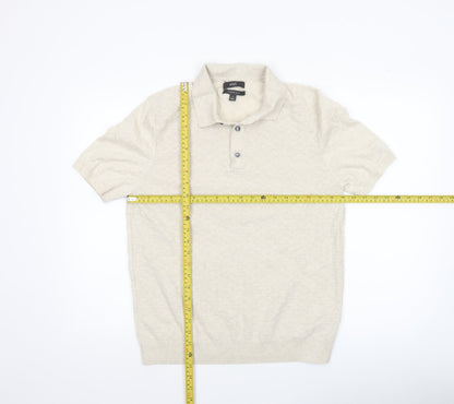 Mens UK Size M Marks and Spencer Beige Henley Jumper