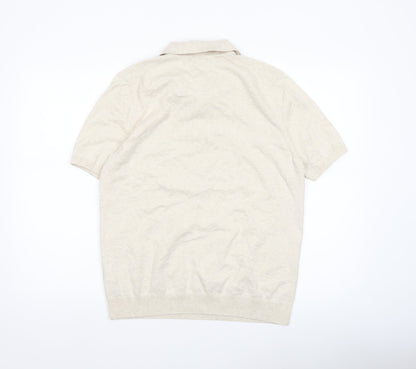 Mens UK Size M Marks and Spencer Beige Henley Jumper