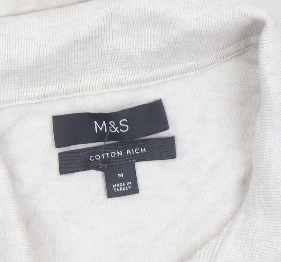 Mens UK Size M Marks and Spencer Beige Henley Jumper