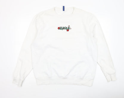 Mens UK Size L H&M White Pullover Sweatshirt