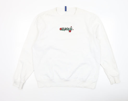 Mens UK Size L H&M White Pullover Sweatshirt