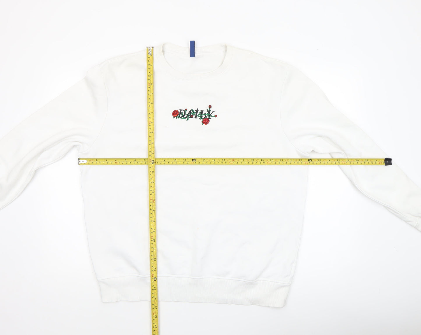 Mens UK Size L H&M White Pullover Sweatshirt