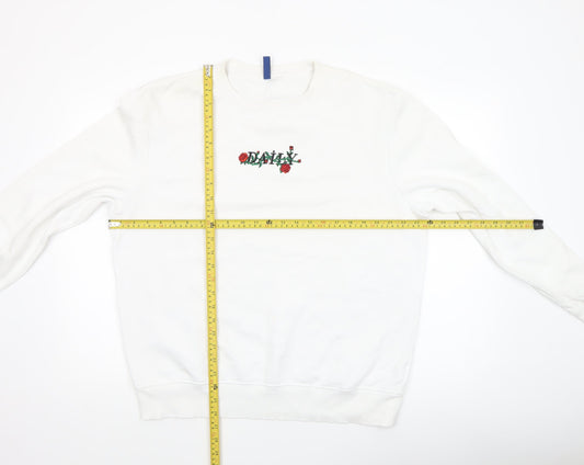 Mens UK Size L H&M White Pullover Sweatshirt