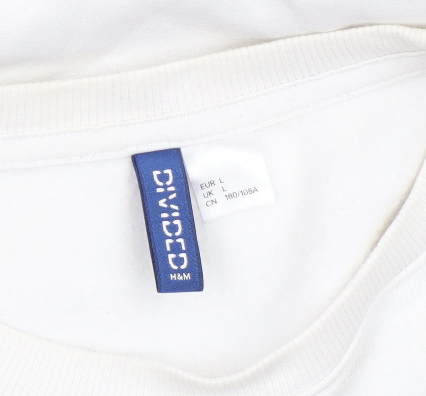 Mens UK Size L H&M White Pullover Sweatshirt