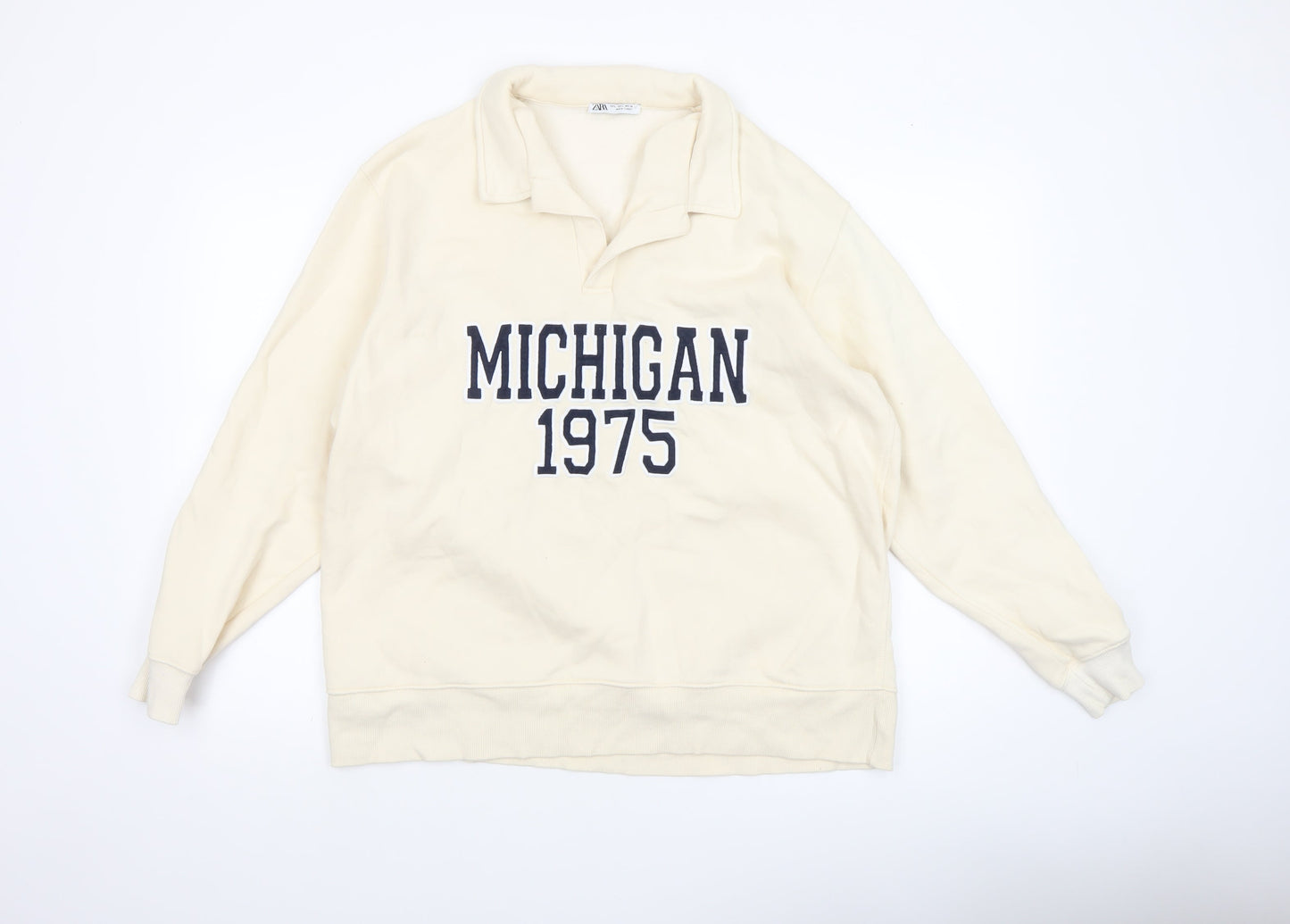 Womens UK Size L Zara Beige Pullover Sweatshirt