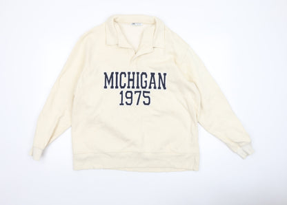 Womens UK Size L Zara Beige Pullover Sweatshirt