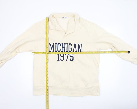 Womens UK Size L Zara Beige Pullover Sweatshirt