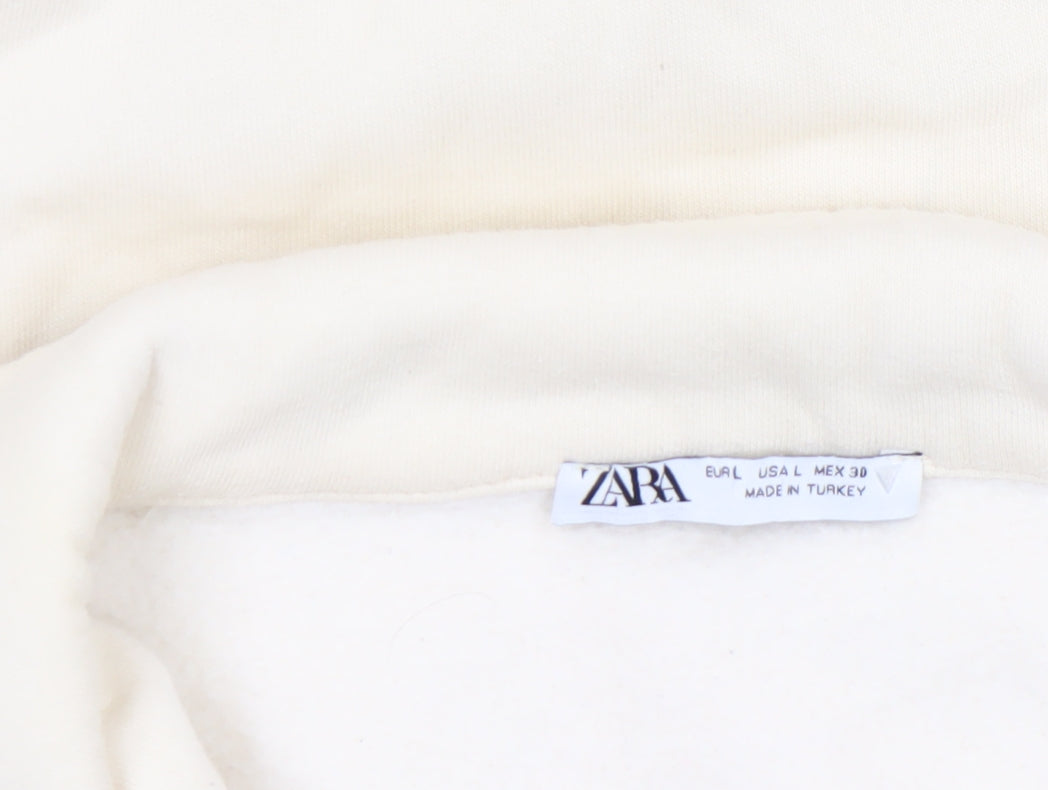 Womens UK Size L Zara Beige Pullover Sweatshirt