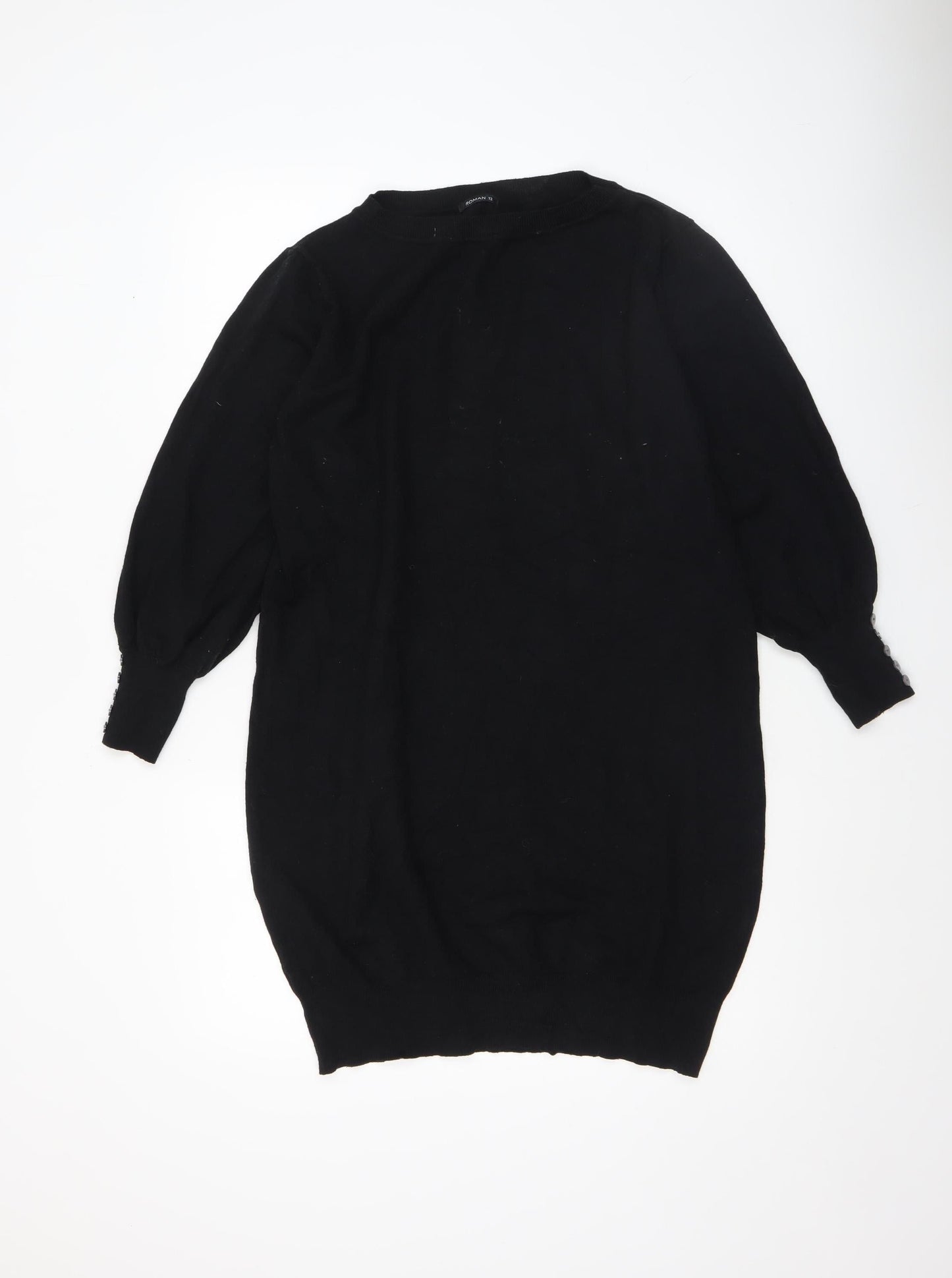 Womens UK Size 12 Roman Black Pullover Jumper