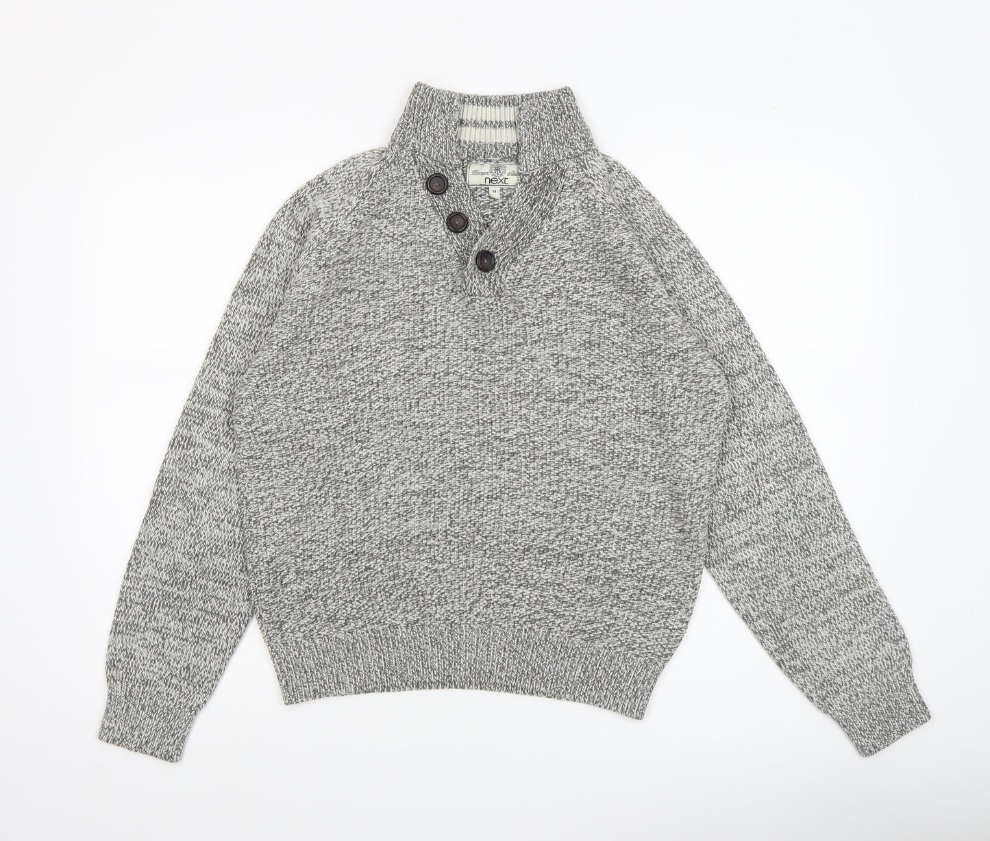 Mens UK Size M NEXT Grey Henley Jumper