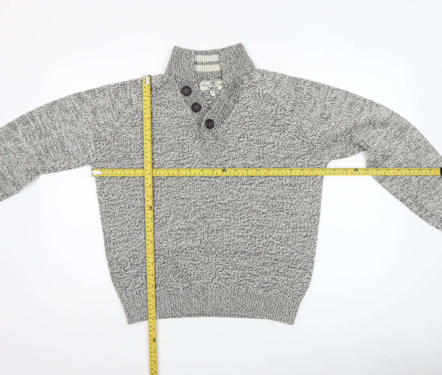 Mens UK Size M NEXT Grey Henley Jumper