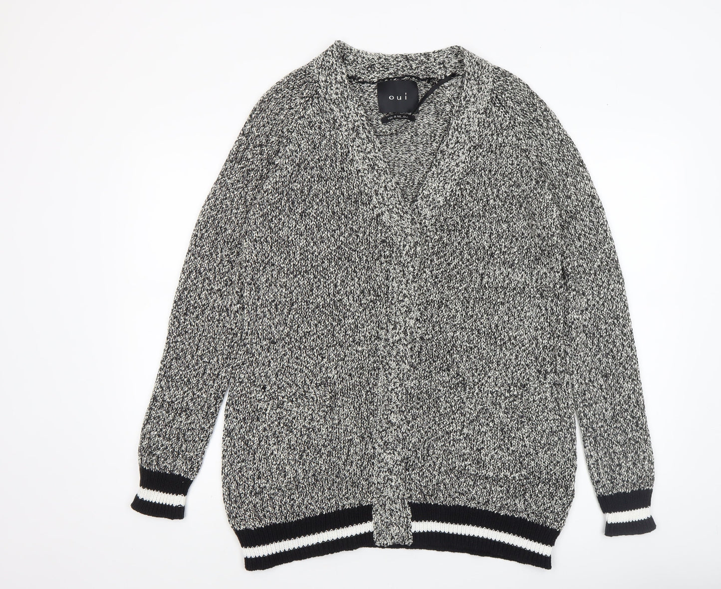 Womens UK Size 12 Oui Grey Cardigan Jumper