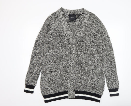 Womens UK Size 12 Oui Grey Cardigan Jumper
