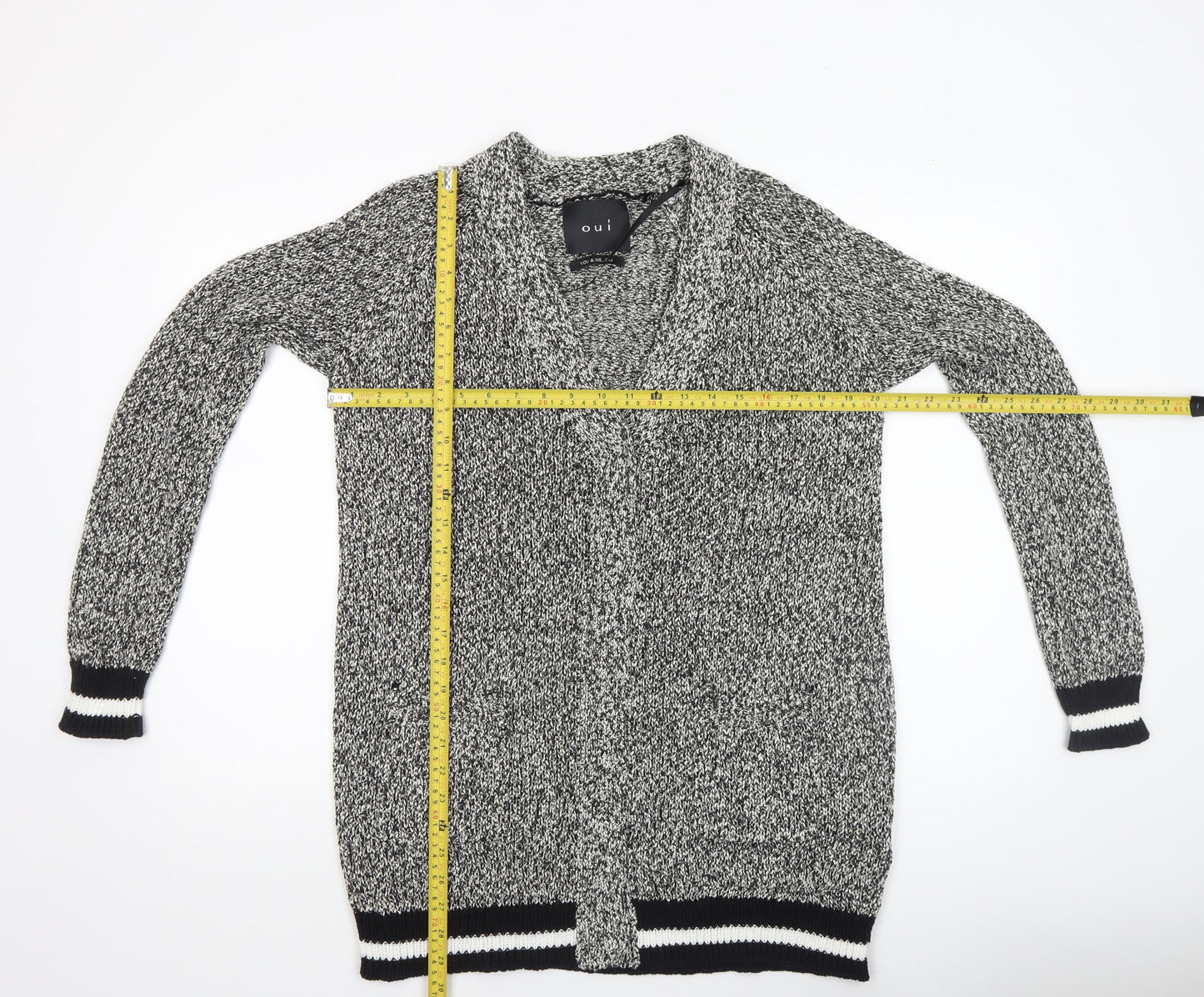 Womens UK Size 12 Oui Grey Cardigan Jumper