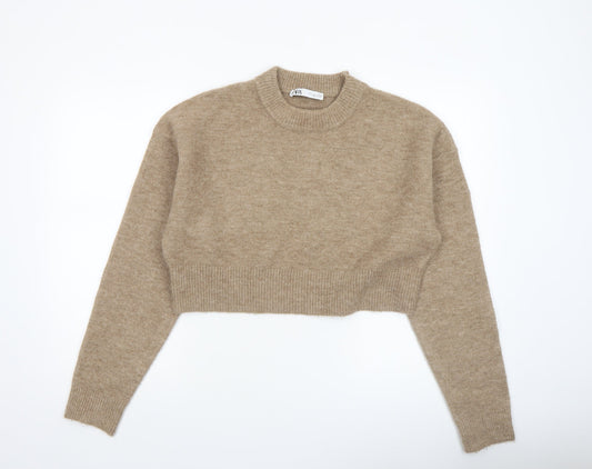 Womens UK Size L Zara Beige Pullover Jumper