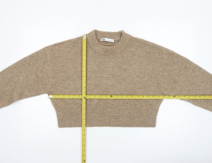 Womens UK Size L Zara Beige Pullover Jumper