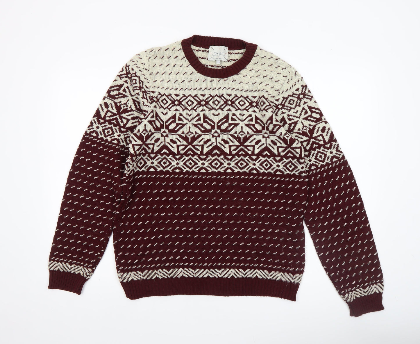 Mens UK Size S Topman Brown Pullover Jumper