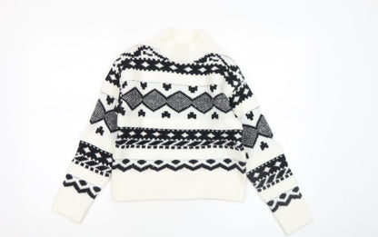 Girls UK Size 9-10 Years Kids Accademy White Pullover Jumper
