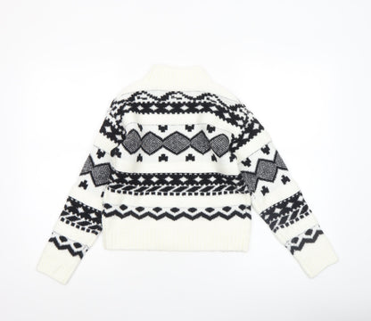 Girls UK Size 9-10 Years Kids Accademy White Pullover Jumper