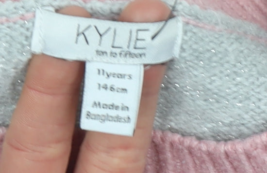 Girls UK Size 11 Years Kylie Pink Pullover Jumper